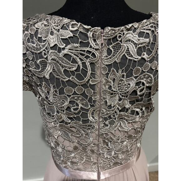 New Lace Chiffon satin A-Line Mocha Formal dress Mother of bride Prom Gala sz M - Picture 10 of 16